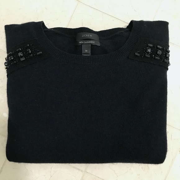 J. Crew Jeweled Shoulder Cashmere Blend Sweater-M - Picture 4 of 5